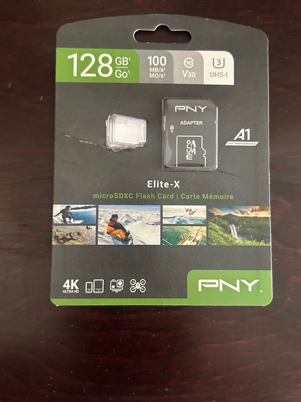 128GB Elite-X microSDXC Memory Card - Black/Green open box ONLY Adapter